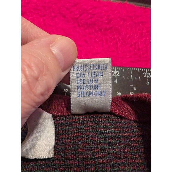 Vintage Harbour Club Wool Blend Sweater Vest Large Red Green Houndstooth Italy - Picture 5 of 5